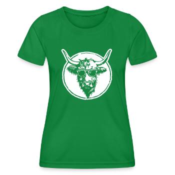 Highland Kuh - Frauen Funktions-T-Shirt - Kelly Green - Vorne - AI Model Female 172 dark (172cm)