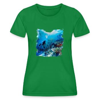 Immerse yourself in a foreign world - Women's Functional T-Shirt - kelly green - Front - AI Model Female 172 dark (172cm)