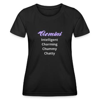 Logo signe astrologique "Gémeaux" - T-shirt sport Femme - noir - Devant - AI Model Female 172 light (172cm)