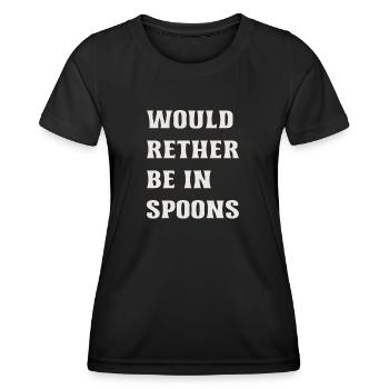 Wetherspoons Design: Wäre lieber in Spoons - Frauen Funktions-T-Shirt - Schwarz - Vorne - AI Model Female 172 light (172cm)