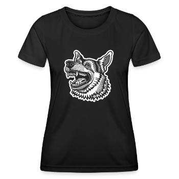 Schäferhund Hund Hundekopf - Frauen Funktions-T-Shirt - Schwarz - Vorne - AI Model Female 172 light (172cm)