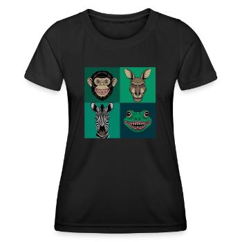 Smile Tiere Affe Känguru Zebra Frosch Halloween - Frauen Funktions-T-Shirt - Schwarz - Vorne - AI Model Female 172 light (172cm)