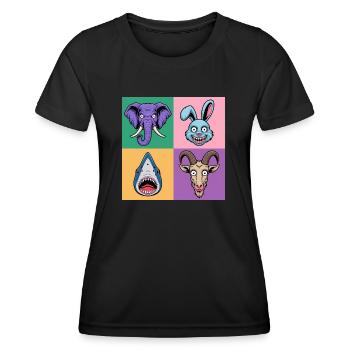 Popart Colorful Elephant Bunny Shark Goat - Women's Functional T-Shirt - black - Front - AI Model Female 172 light (172cm)