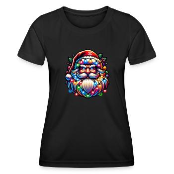 Weihnachtsmann Lichterkette - Frauen Funktions-T-Shirt - Schwarz - Vorne - AI Model Female 172 light (172cm)