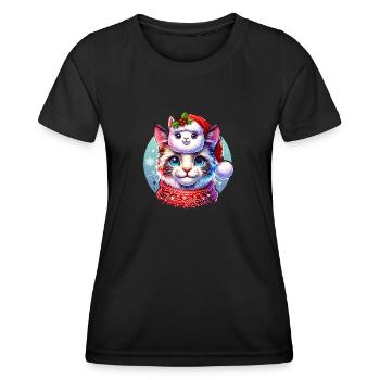 Alpaca & Cat Christmas - Women's Functional T-Shirt - black - Front - AI Model Female 172 light (172cm)