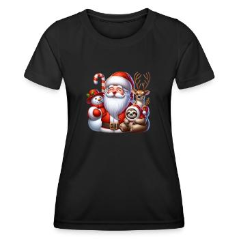Schneemann Weihnachtsmann Faultier Rentier - Frauen Funktions-T-Shirt - Schwarz - Vorne - AI Model Female 172 light (172cm)