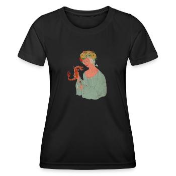 Flower fairy with dragon in love - Women's Functional T-Shirt - black - Front - AI Model Female 172 light (172cm)
