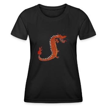 Verrückter kleiner Drache Fafni - Frauen Funktions-T-Shirt - Schwarz - Vorne - AI Model Female 172 light (172cm)