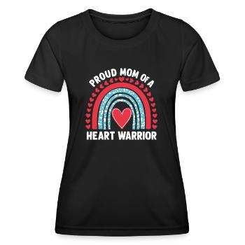 Fière maman d’un combattant cardiaque - T-shirt sport Femme - noir - Devant - AI Model Female 172 light (172cm)