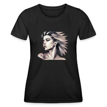 Design « Réflexion triangulaire » - T-shirt sport Femme - noir - Devant - AI Model Female 172 light (172cm)