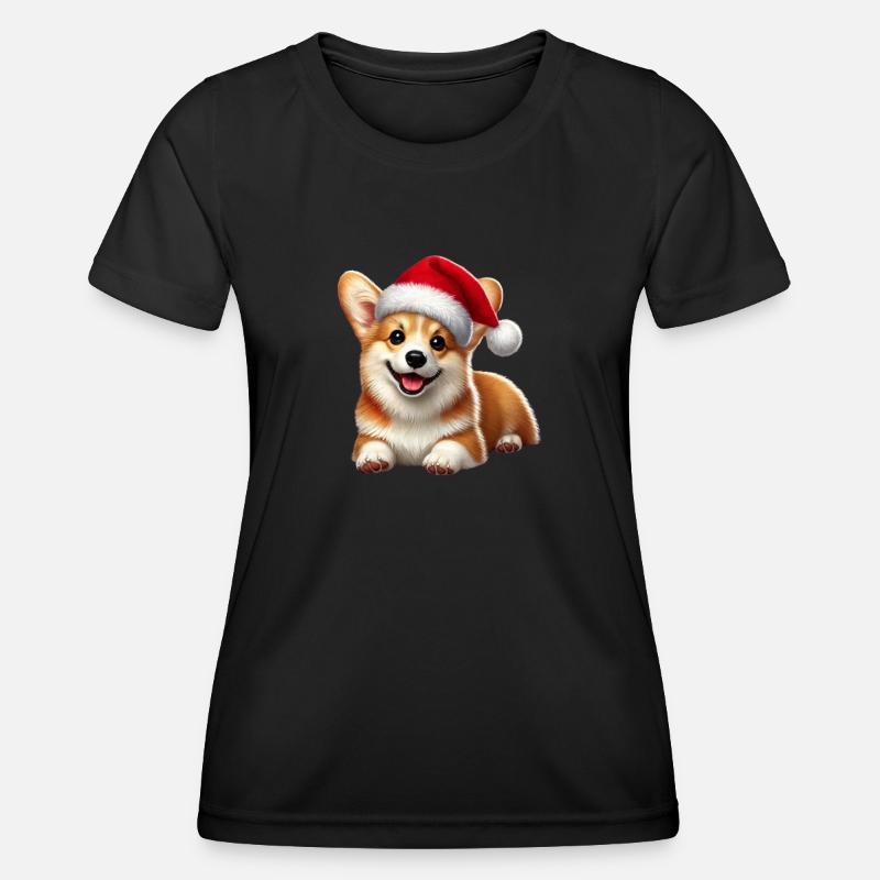 Christmas Corgi - Women's Functional T-Shirt - black