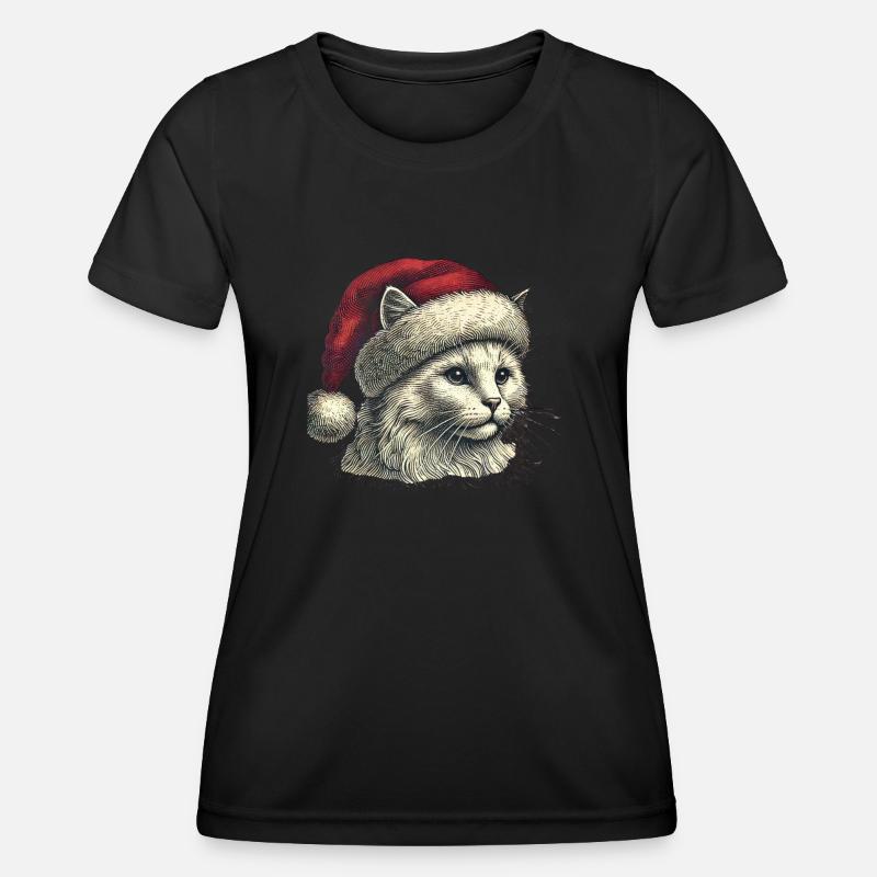 Christmas Cat - Women's Functional T-Shirt - black