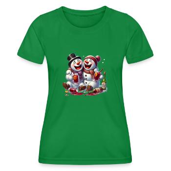 Two drunk snowmen on mulled wine winter - Women's Functional T-Shirt - kelly green - Front - AI Model Female 172 dark (172cm)