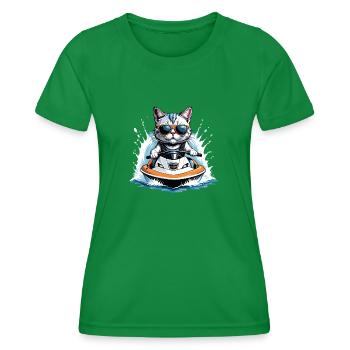Cat Jet Ski Chat Drôle Drôle Cadeau - T-shirt sport Femme - vert - Devant - AI Model Female 172 dark (172cm)