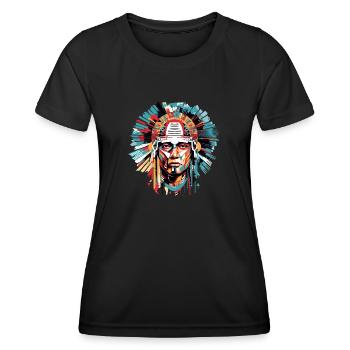 Ancien Aztec Warrior Mystische Zusammenfassung - Frauen Funktions-T-Shirt - Schwarz - Vorne - AI Model Female 172 light (172cm)