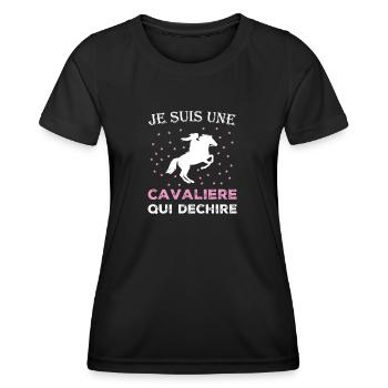 Je suis une cavalière qui déchire - T-shirt sport Femme - noir - Devant - AI Model Female 172 light (172cm)