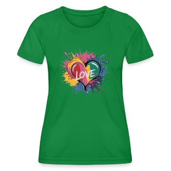 Colorful Love - Women's Functional T-Shirt - kelly green - Front - AI Model Female 172 dark (172cm)