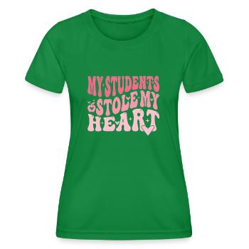 My students stole my heart - Women's Functional T-Shirt - kelly green - Front - AI Model Female 172 dark (172cm)
