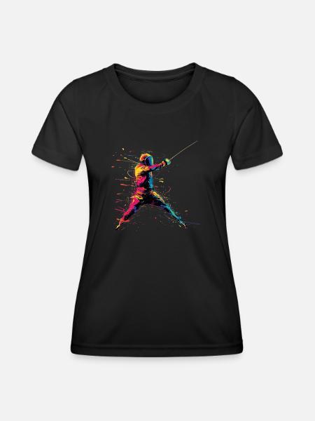 Fechten Fechter Geschenk - Frauen Funktions-T-Shirt - Schwarz