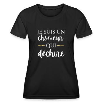 Ich bin ein Arbeitsloser, der rockt - Frauen Funktions-T-Shirt - Schwarz - Vorne - AI Model Female 172 light (172cm)