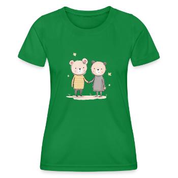 Bear pair - Women's Functional T-Shirt - kelly green - Front - AI Model Female 172 dark (172cm)