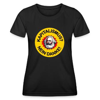 Kapitalismus Nein Danke Karl Marx Kommunismus - Frauen Funktions-T-Shirt - Schwarz - Vorne - AI Model Female 172 light (172cm)