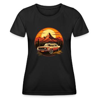 Vintage US-Car Musclecar Retro - Frauen Funktions-T-Shirt - Schwarz - Vorne - AI Model Female 172 light (172cm)