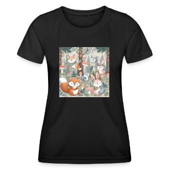 Amis de la forêt fantaisistes : un rassemblement magique - T-shirt sport Femme - noir - Devant - AI Model Female 172 light (172cm)