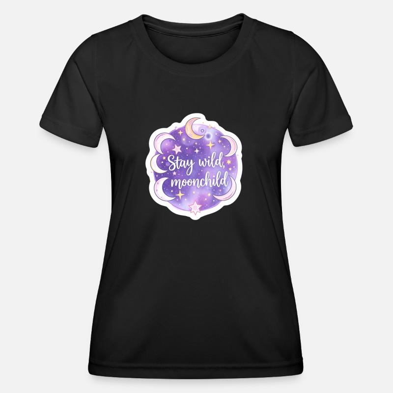 Mystical Moonchild Celestial Boho Astrology - Women's Functional T-Shirt - black