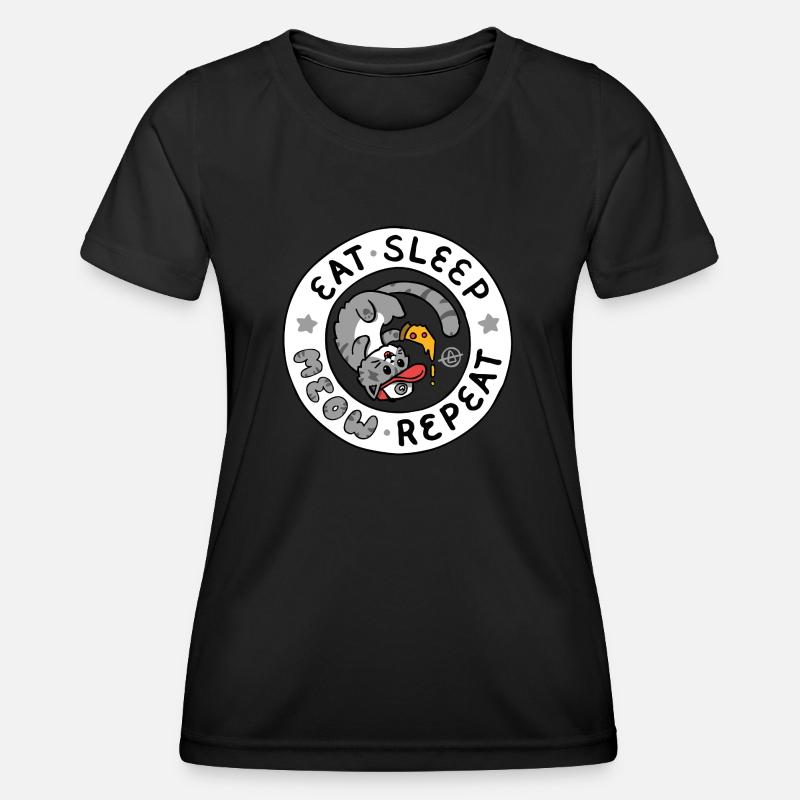 Eat Sleep Meow Repeat - Women's Functional T-Shirt - black