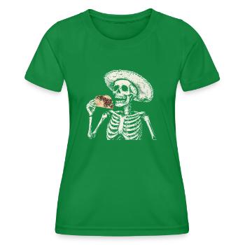 Skeleton Taco Mexican Food Sombrero - Women's Functional T-Shirt - kelly green - Front - AI Model Female 172 dark (172cm)