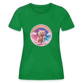 Rosa Kätzchen Regenbogen 1 - Frauen Funktions-T-Shirt - Kelly Green - Vorne - AI Model Female 172 dark (172cm)