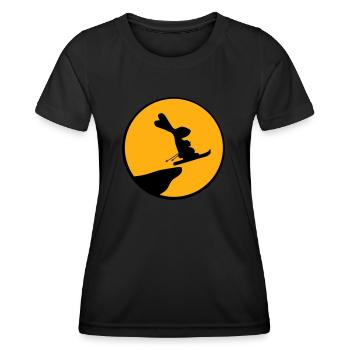 Bunny Moon Ski Bunny Jump Cliff Skiing Night - Women's Functional T-Shirt - black - Front - AI Model Female 172 light (172cm)