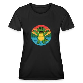 Alligators Rétro Alligator - T-shirt sport Femme - noir - Devant - AI Model Female 172 light (172cm)