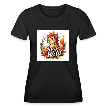 Stay Wild - Floral Fire Tiger - Women's Functional T-Shirt - black - Front - AI Model Female 172 light (172cm)