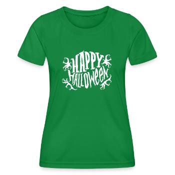 Happy Halloween Kostüm Spruch Geschenk Lettering - Frauen Funktions-T-Shirt - Kelly Green - Vorne - AI Model Female 172 dark (172cm)