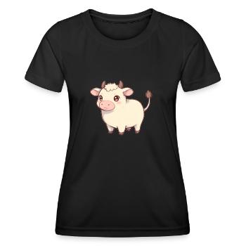 Cute Cow in Drawing Style - Women's Functional T-Shirt - black - Front - AI Model Female 172 light (172cm)