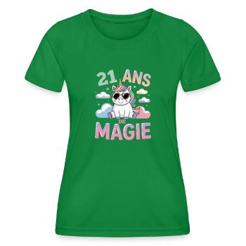 21 ans de magie - T-shirt sport Femme - vert - Devant - AI Model Female 172 dark (172cm)