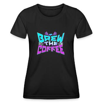Brew The Coffee - 80s Design - Women's Functional T-Shirt - black - Front - AI Model Female 172 light (172cm)