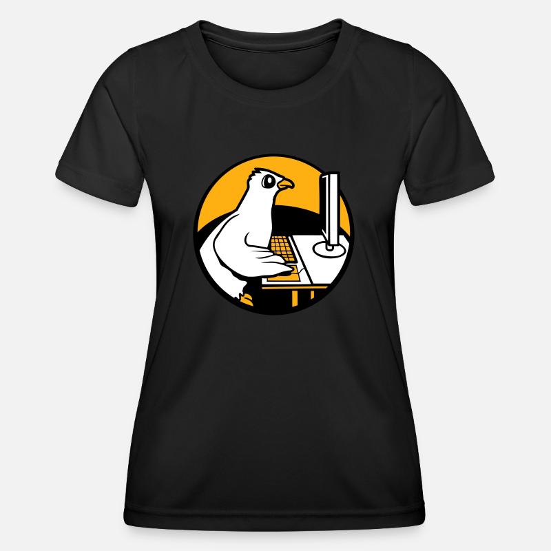 Pigeon Works Office Computer Keyboard Mouse Gamer - Women's Functional T-Shirt - black