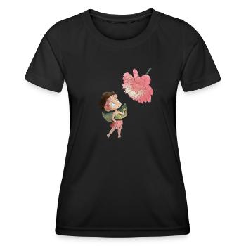 Zauberhafte Fee mit Pfingstrose - Frauen Funktions-T-Shirt - Schwarz - Vorne - AI Model Female 172 light (172cm)