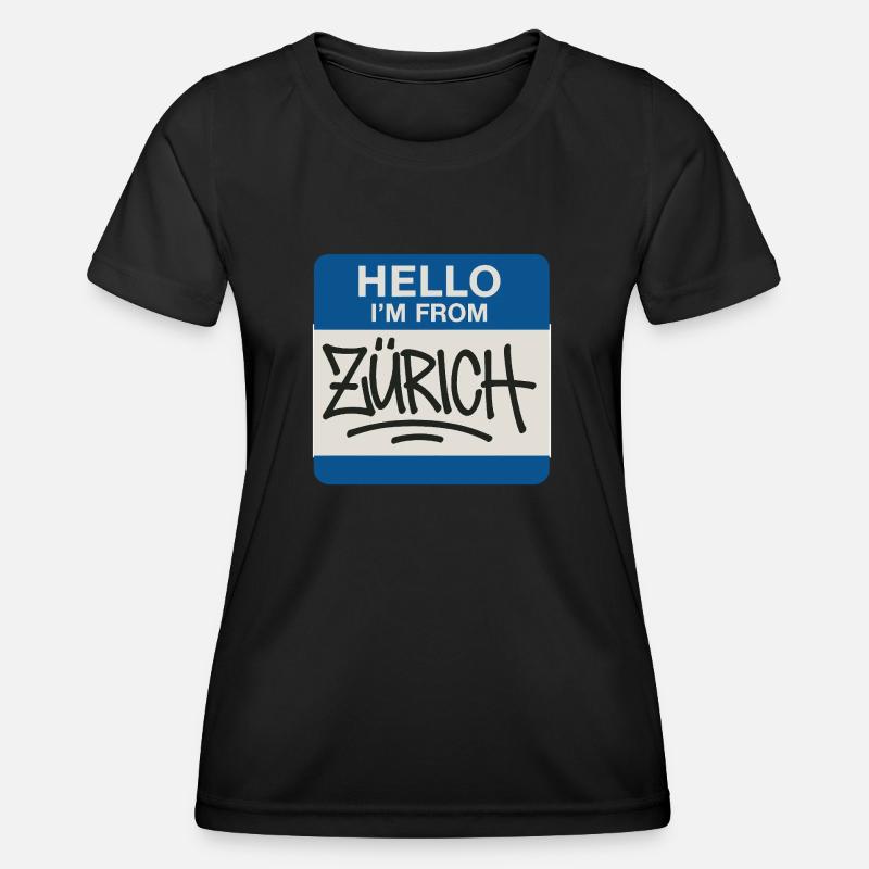 Zuerich Hello Sticker Graffiti - Women's Functional T-Shirt - black