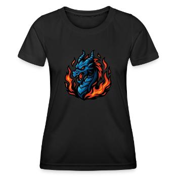 Dragon – Blaze Fury | Urban Zodiac Mascot - Women's Functional T-Shirt - black - Front - AI Model Female 172 light (172cm)