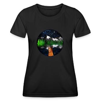 Cosmic Lake Scene - Women's Functional T-Shirt - black - Front - AI Model Female 172 light (172cm)