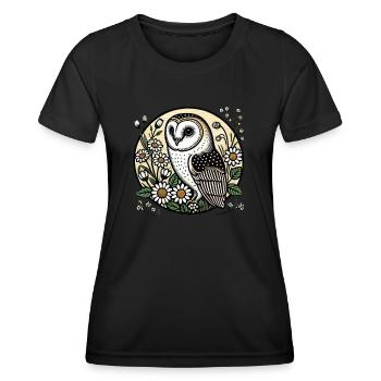 Vintage barn owl - Women's Functional T-Shirt - black - Front - AI Model Female 172 light (172cm)