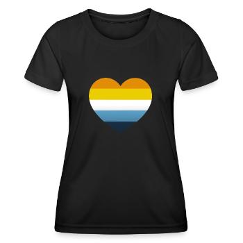 Cœur aux couleurs du drapeau AroAce - T-shirt sport Femme - noir - Devant - AI Model Female 172 light (172cm)