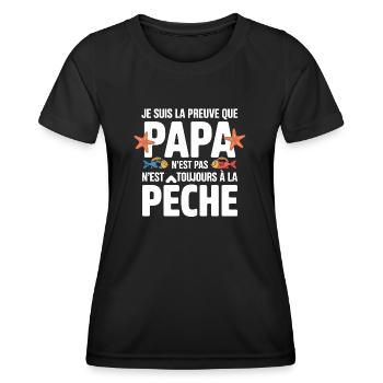 Papa Pêche Pêcheur Bébé Nourrisson Naissance - T-shirt sport Femme - noir - Devant - AI Model Female 172 light (172cm)