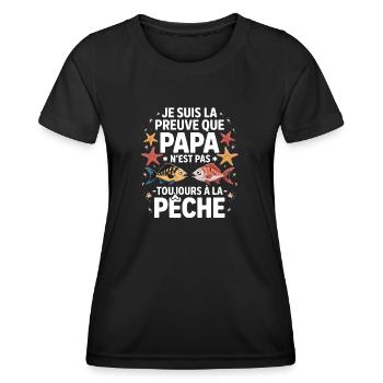 Papa Pêche Pêcheur Bébé Nourrisson Naissance - T-shirt sport Femme - noir - Devant - AI Model Female 172 light (172cm)
