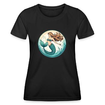 Mystic Mermaid Dream Meerjungfrau Sommer Liebe - Frauen Funktions-T-Shirt - Schwarz - Vorne - AI Model Female 172 light (172cm)