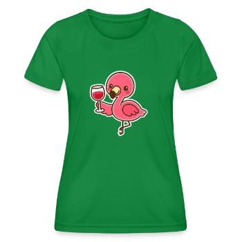 Flamant rose mignon avec verre de vin - T-shirt sport Femme - vert - Devant - AI Model Female 172 dark (172cm)